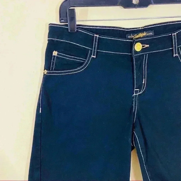 Southpole Black Super Stretchy Embellished Denim Shorts Size 9 - Picture 6 of 10